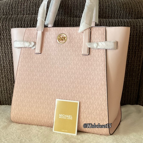 FINAL PRICE‼️ NWT Michael Kors Carmen Large NS Tote Dark Powder Blush - Picture 4 of 17